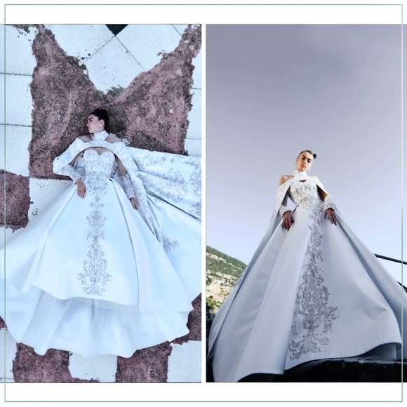 $30,500 Saiid Kobeisy Crystal Beaded Double Satin Runway Bridal Gown and Cape - Picture 9 of 16